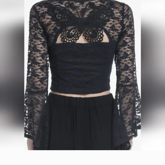 Hot Topic Black Sheer Lace Top - Picture 9 of 9
